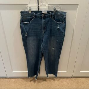 Nicole Miller Dark Blue Distressed Ankle Jeans